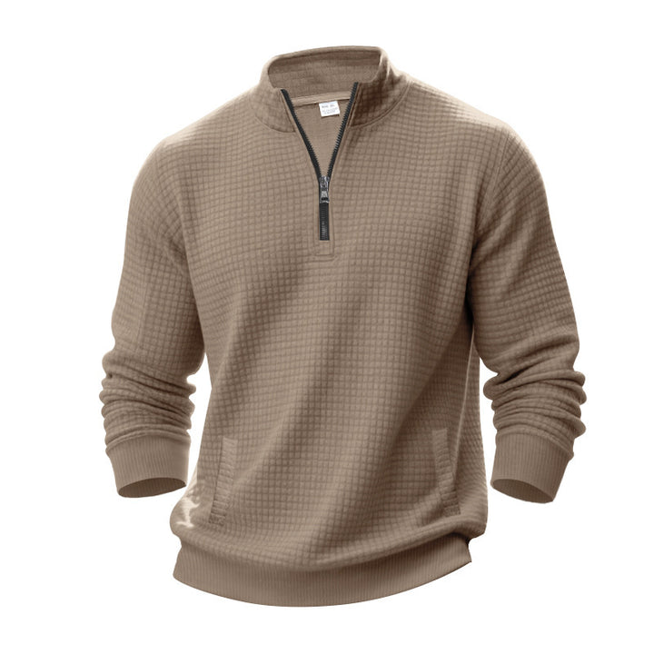 Sporty fleece pullover for men with half-zip Lune London