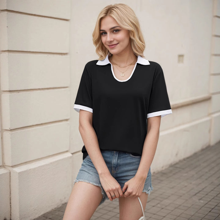 T-shirt polo for women with modern cut and contrast sleeves Lune London