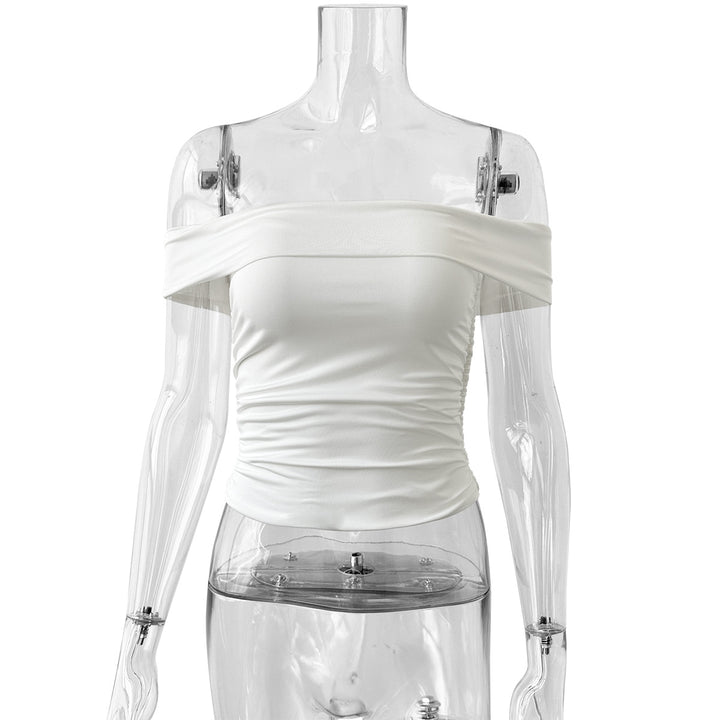 Women's Off-Shoulder Crop Top made of elastic material with figure-flattering design Lune London