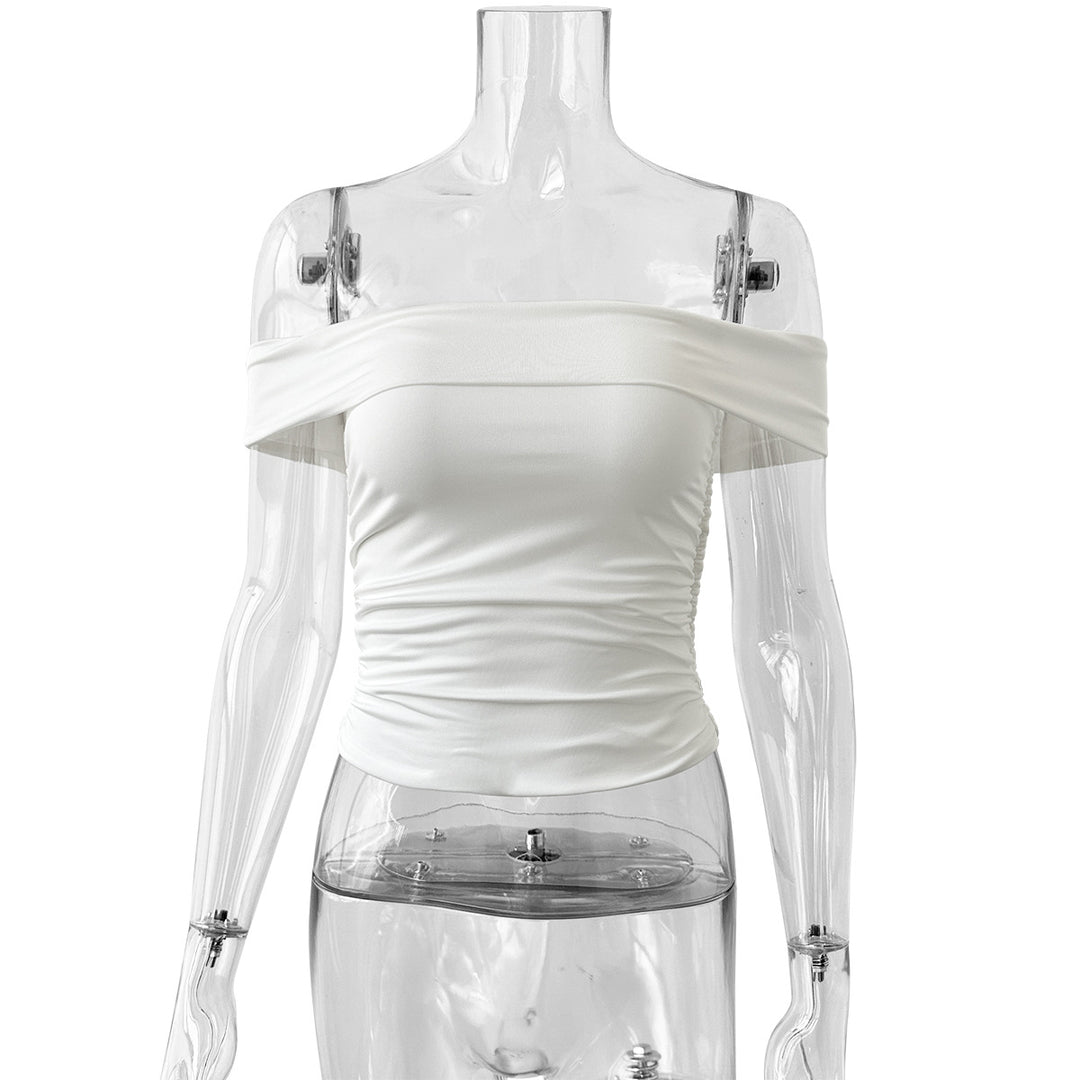 Women's Off-Shoulder Crop Top with Figure-Shaping Cut Lune London