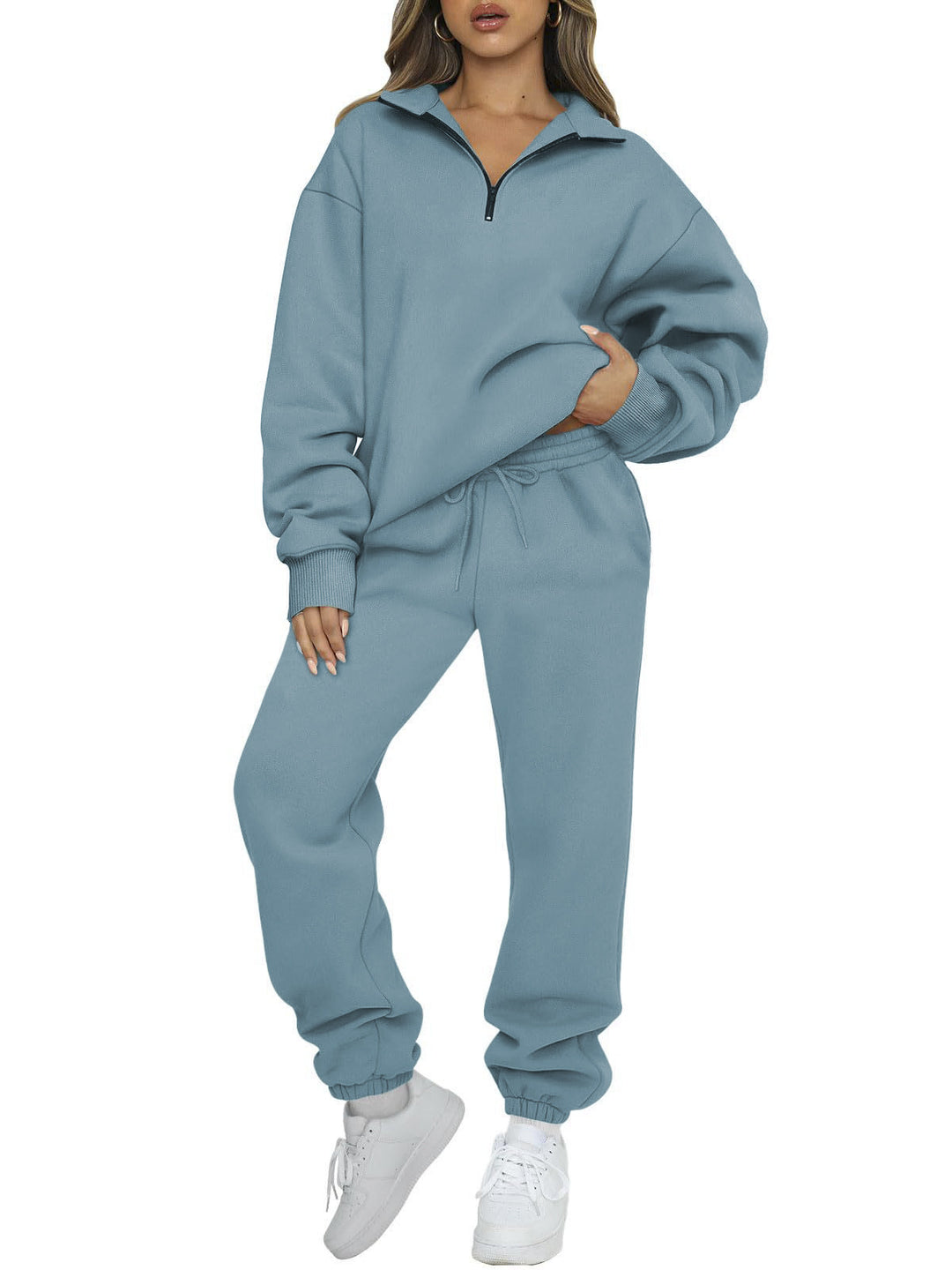 Ladies Cozy Leisure Set with High Collar and Zipper Lune London