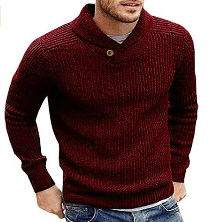 Men's knitted sweater with shawl collar and button detail Lune London