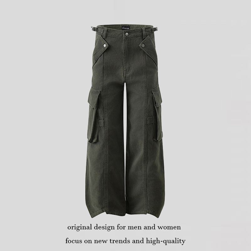 Women's high-waisted wide Cargo culotte pants with multi pockets and adjustable waistband Amarae