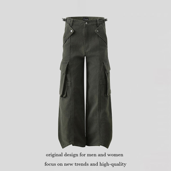 Women's high-waisted wide Cargo culotte pants with multi pockets and adjustable waistband Amarae