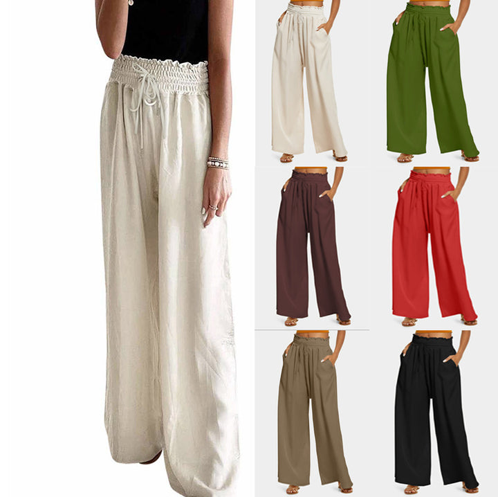 Wide leg pants for women with elastic waistband and side pockets Lune London