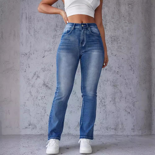 High-waisted bootcut jeans for women with a slightly worn look Amarae