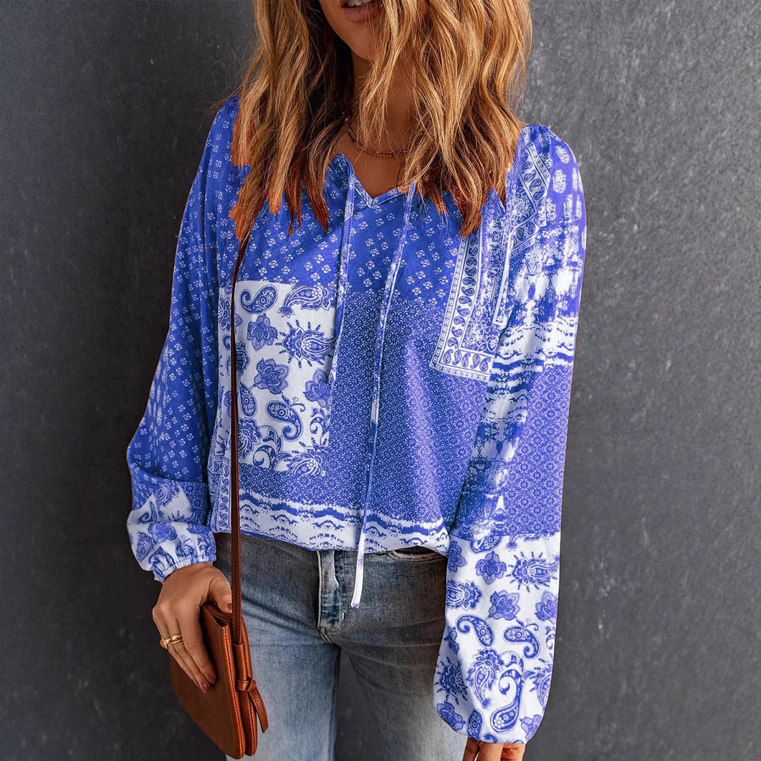 Hooded tracksuit top for women with paisley pattern and drawstring Lune London