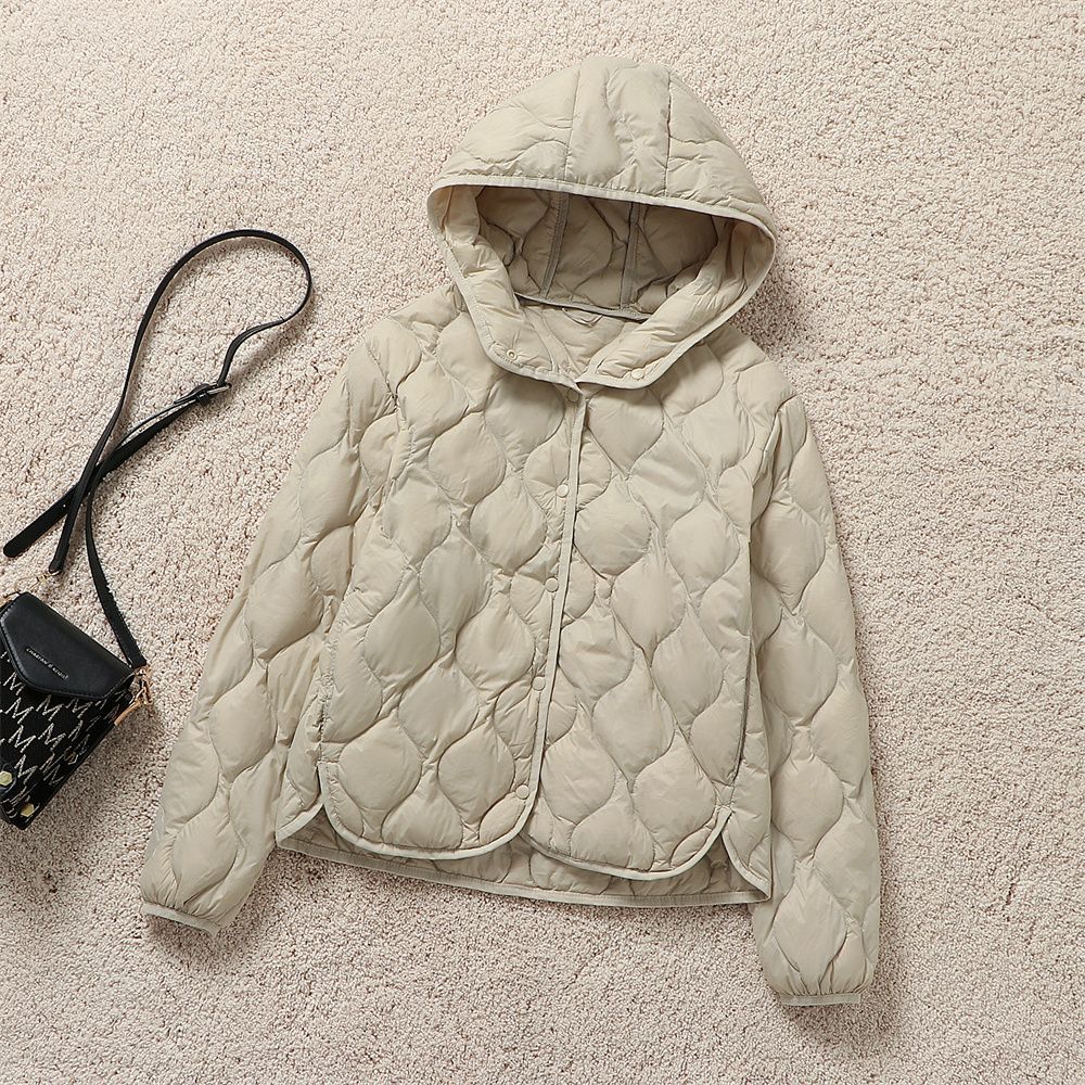 Women's Lightweight Quilted Hooded Jacket with Oval Quilting and Press Stud Placket Amarae
