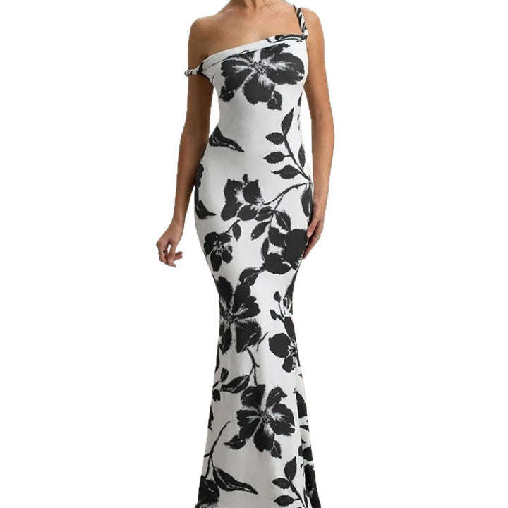 Off-shoulder leopard print maxi dress Lune London