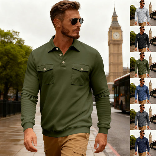 Men's elegant polo shirt with practical breast pockets and high-quality cotton blend Chic and style