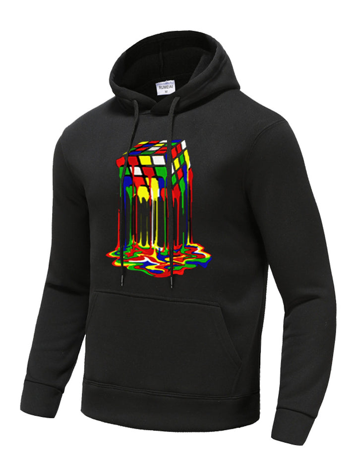 Men's hoodie with creative graphic print Rubik's Cube Amarae