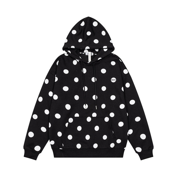 Women’s Oversize Hoodie with Polka Dot Allover and Kangaroo Pocket Amarae