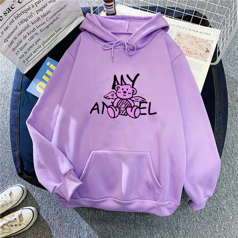 Women's hoodie with cute angel bear design Chic & Stil