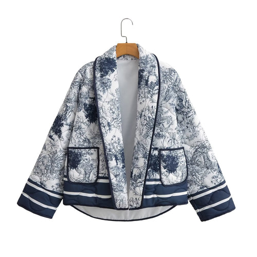 Veste matelassée à motifs pour femmes avec poches élégantes et design moderne Chic & Stil