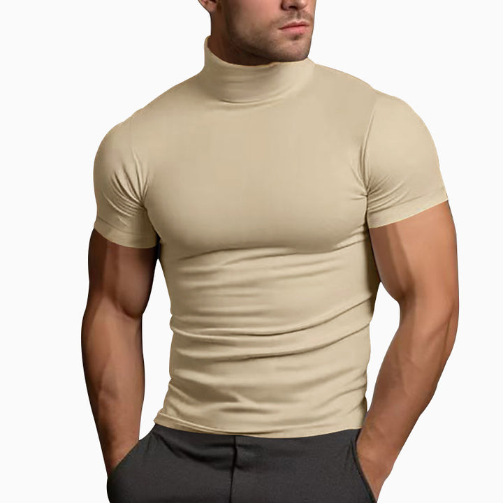 Fitted men's T-shirt with short high collar and highly stretchable material Lune London