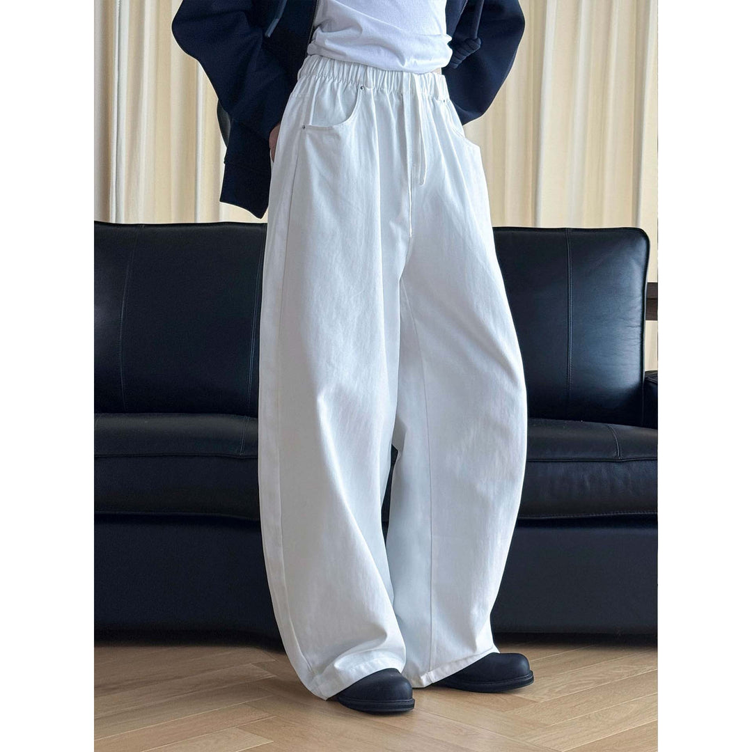 Women's Wide High-Waist Relaxed Pants with Elastic Waistband, Drawstring and Side Pockets Amarae