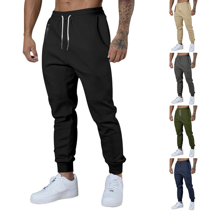 Sporty men's jogger pants with zipper and elastic waistband Lune London