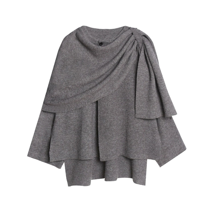 Ladies comfortable knitted poncho with refined drapes Lune London
