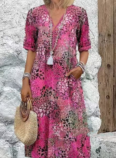 Casual midi dress for women with side pockets Lune London