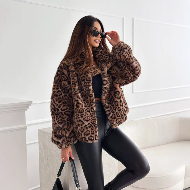 Ladies soft leopard fur jacket Amarae
