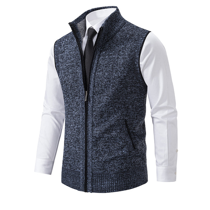Men's knitted cardigan with zipper and structured design Lune London