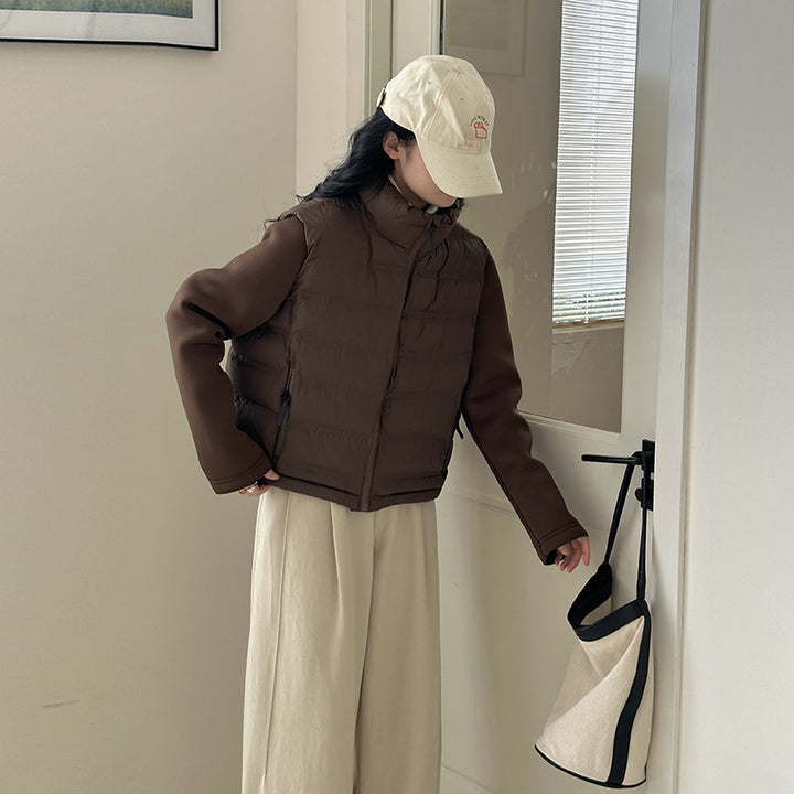 Ladies functional down jacket with pockets and high collar Amarae