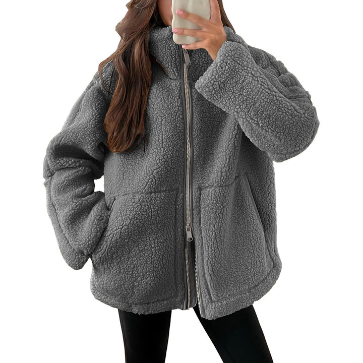 Cozy fleece jacket for women with high collar and practical pockets Lune London