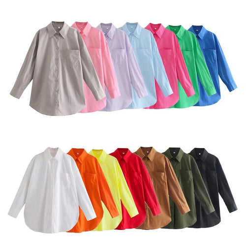 Long sleeve blouse for women with an elegant cut and high quality cotton fabric Amarae