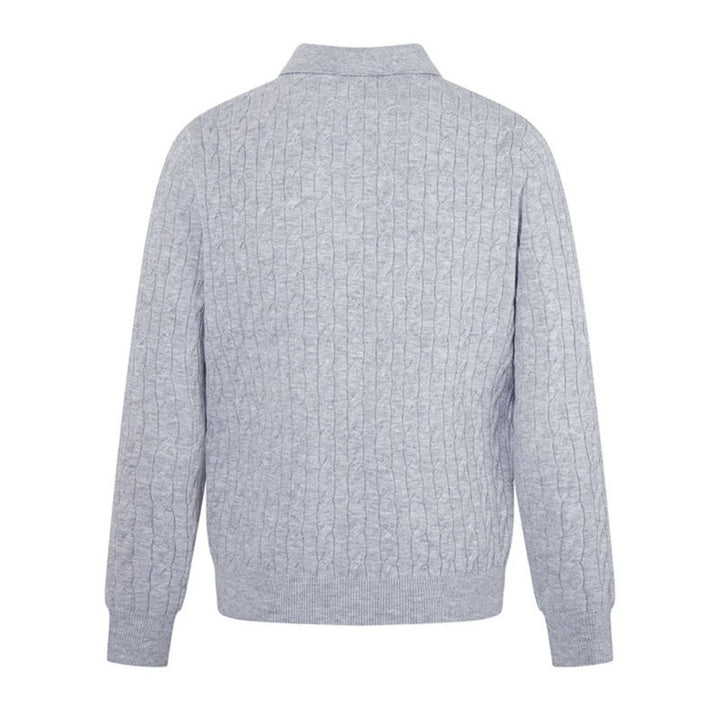 Men's knit polo with cable knit pattern, shirt collar and button placket Amarae