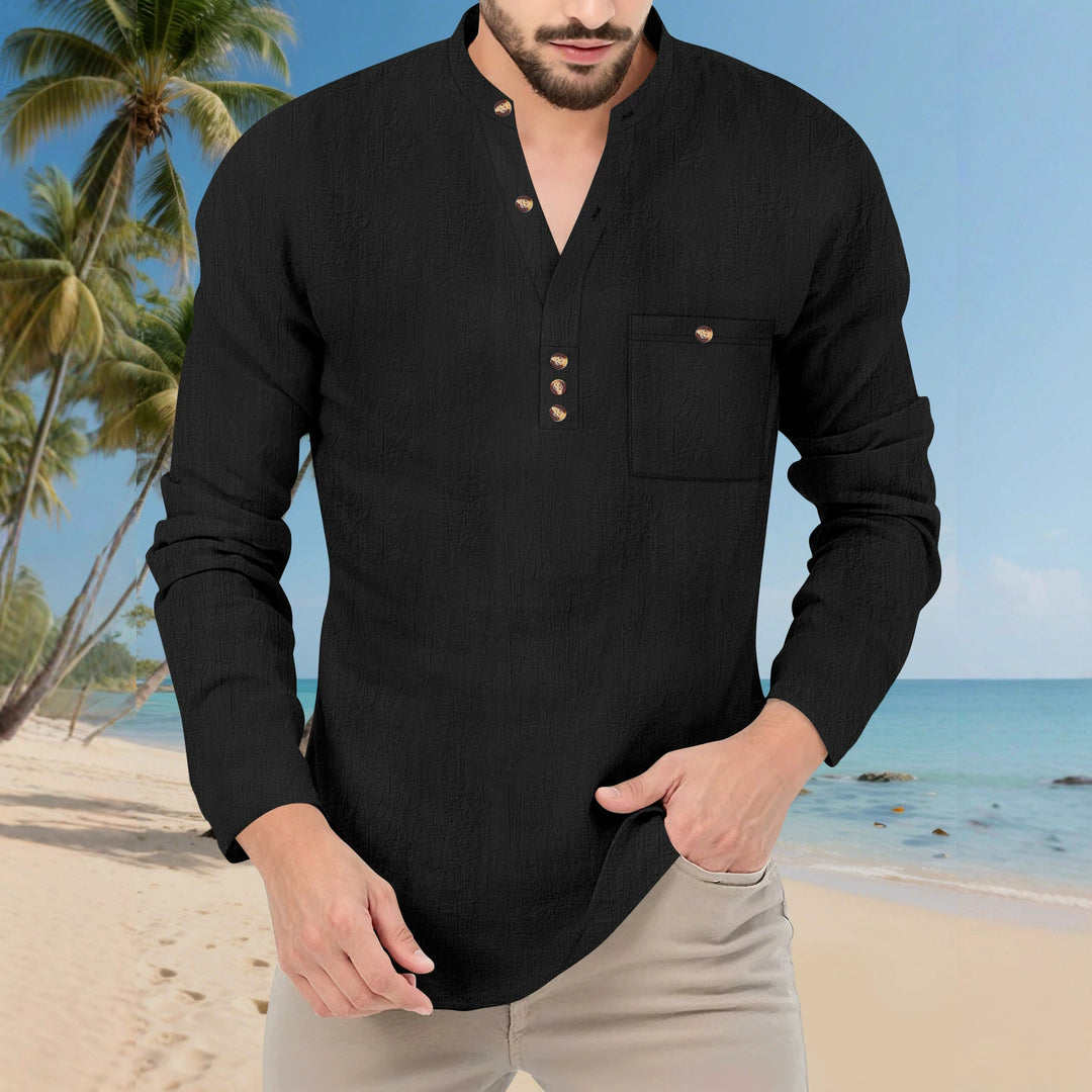 Men's Lightweight Long Sleeve Shirt with Button Placket Lune London