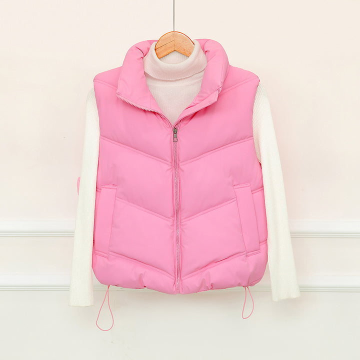 Ladies padded gilet with high collar and practical front pockets Amarae