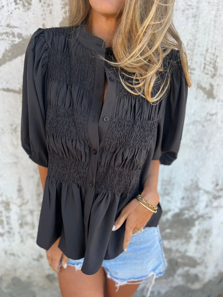 Lune London Women’s Blouse with Tucks and Buttonhole