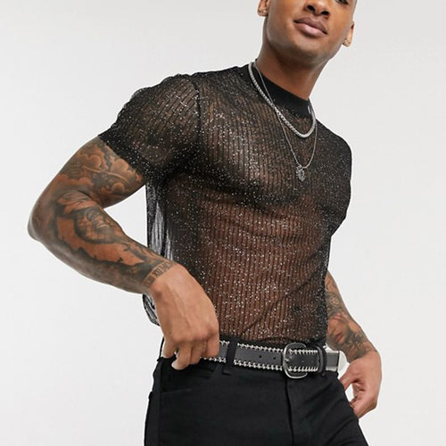 Men's High-Quality Mesh T-Shirt with Glittering Effect Amarae