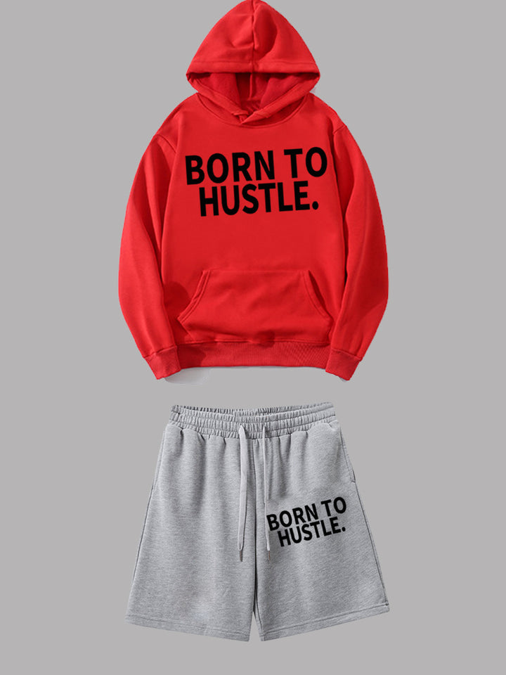 Women's hoodie and sporty shorts set with motivational Lune London inscription