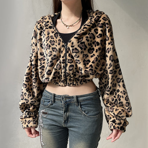 Trendy women's hoodie Marquis style with chic leopard pattern