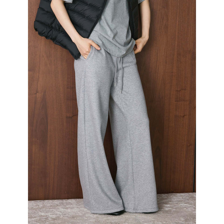 Women's Lounge Culotte Sweatpants with High Waist and Drawstring Amarae
