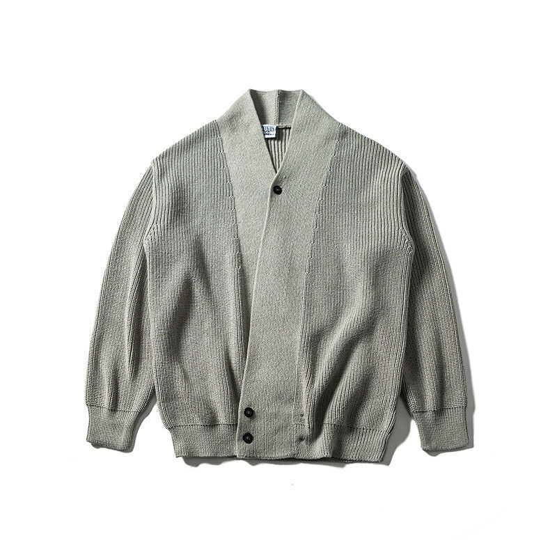 Unisex Oversized Knit Cardigan with Shawl Collar, Structure Mix and Button Placket Amarae