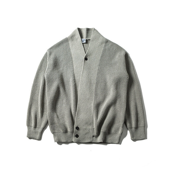 Unisex Oversized Knit Cardigan with Shawl Collar, Structure Mix and Button Placket Amarae
