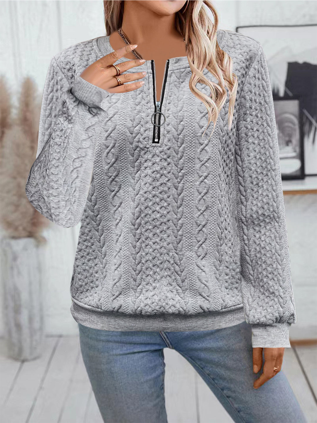 Lune London women's zip-up knitted sweater