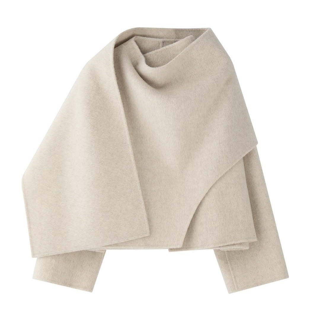 Women's Cape Coat with Asymmetrical Overlay and Wool Blend Amarae