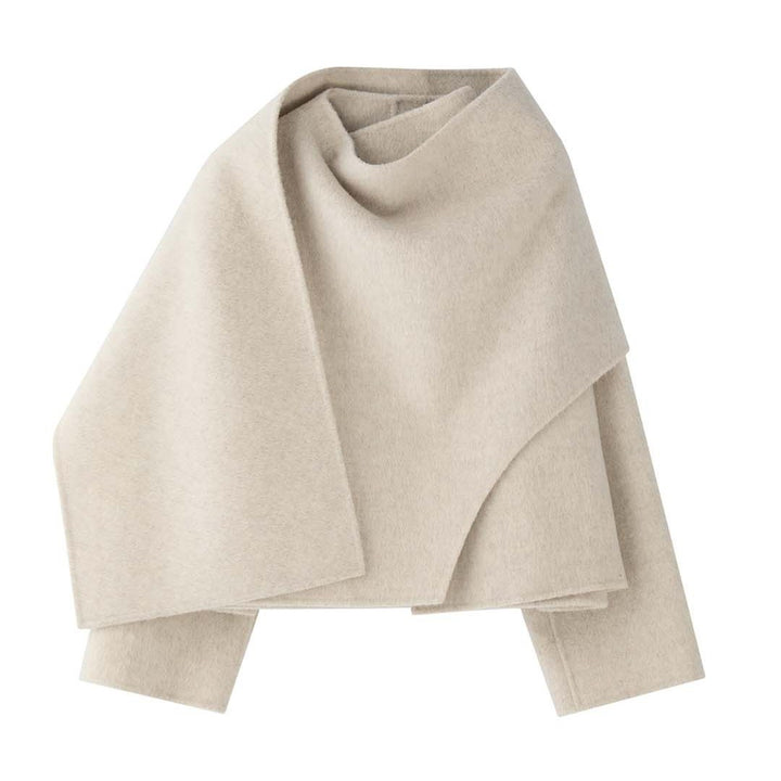Women's Cape Coat with Asymmetrical Overlay and Wool Blend Amarae