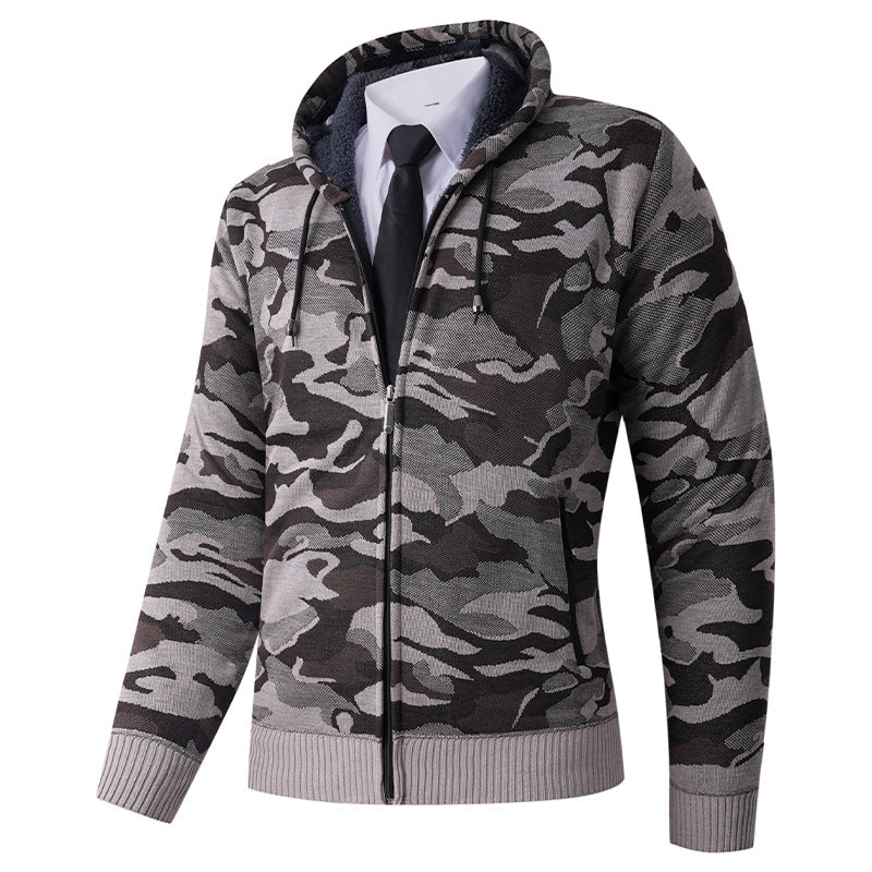 Trendy hooded jacket for men with lined hood and powerful camouflage pattern Lune London