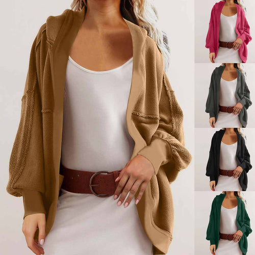 Ladies oversized knitted cardigan with hood and pockets Amarae