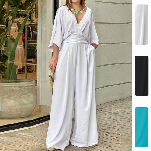 Combinaison élégante pour femmes taille haute avec jambes larges et manches kimono Chic & Stil