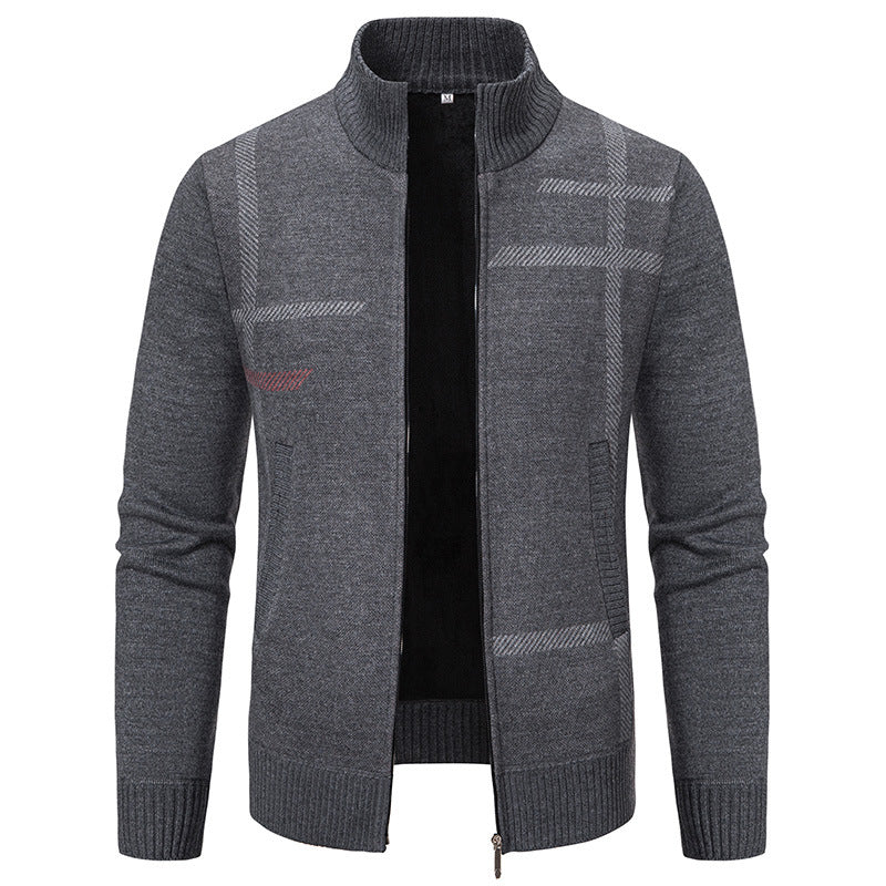 Men's knit jacket with graphic patterns and high collar Lune London