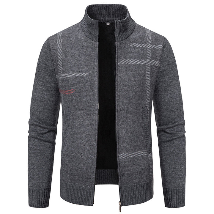 Men's knit jacket with graphic patterns and high collar Lune London