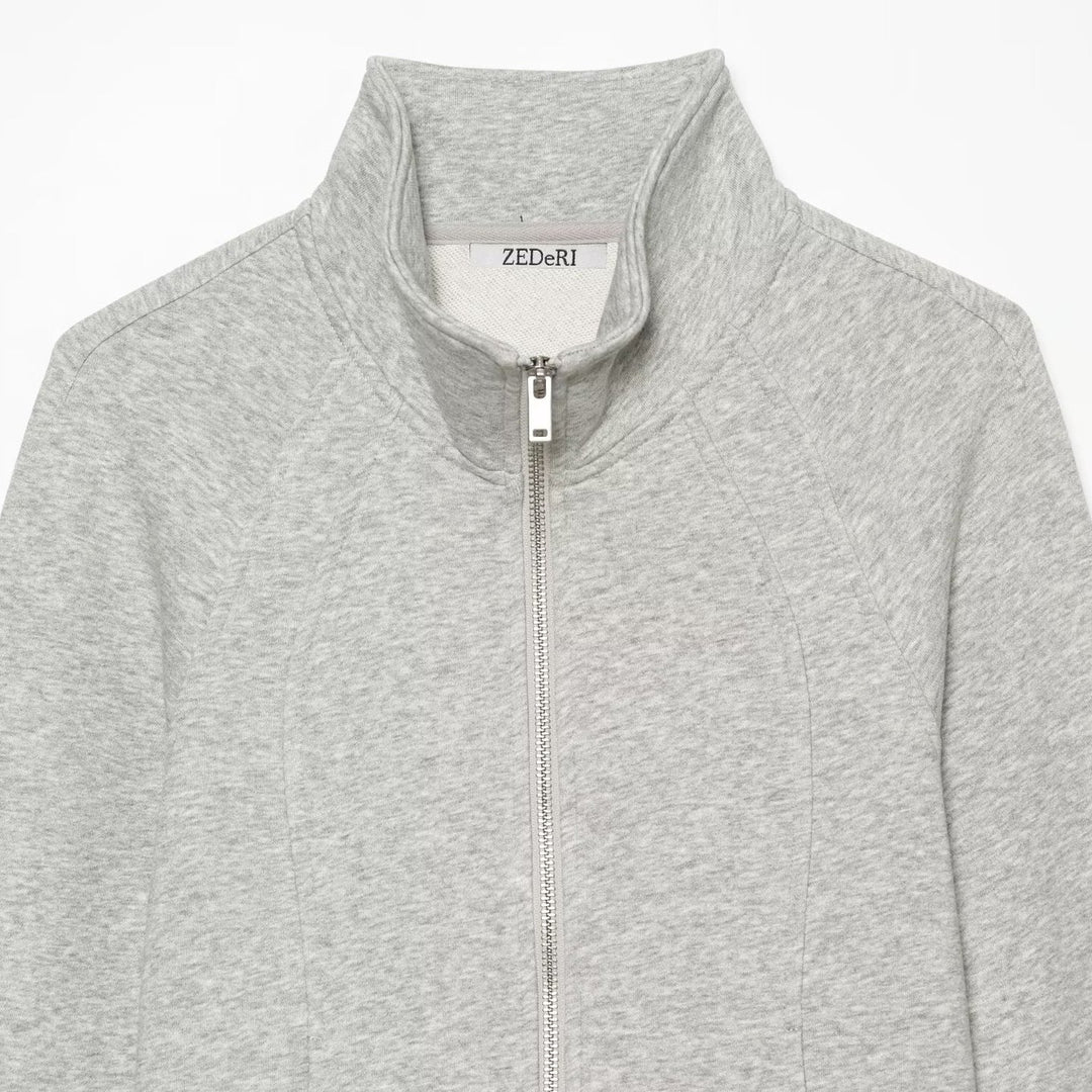Women's Custom-made Sweat Jacket with Stand-up Collar, Zipper and Raglan Sleeves Amarae