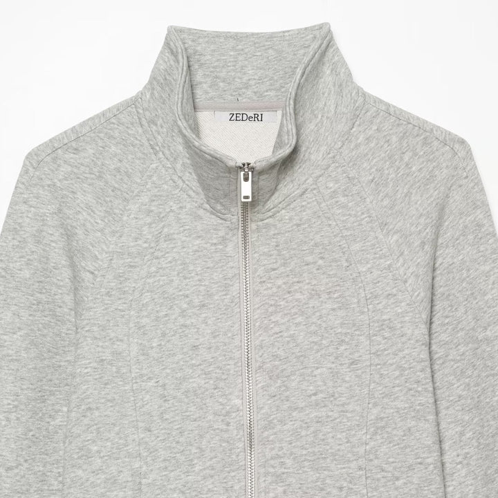 Women's Custom-made Sweat Jacket with Stand-up Collar, Zipper and Raglan Sleeves Amarae