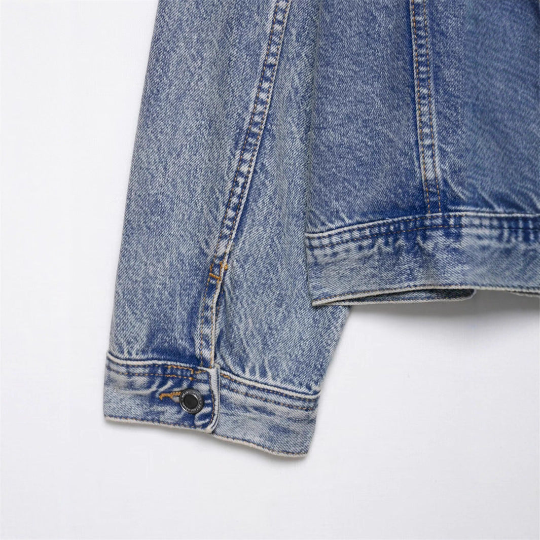 Veste en jean de créateur pour femmes avec coupe asymétrique et poches pratiques Chic & Stil