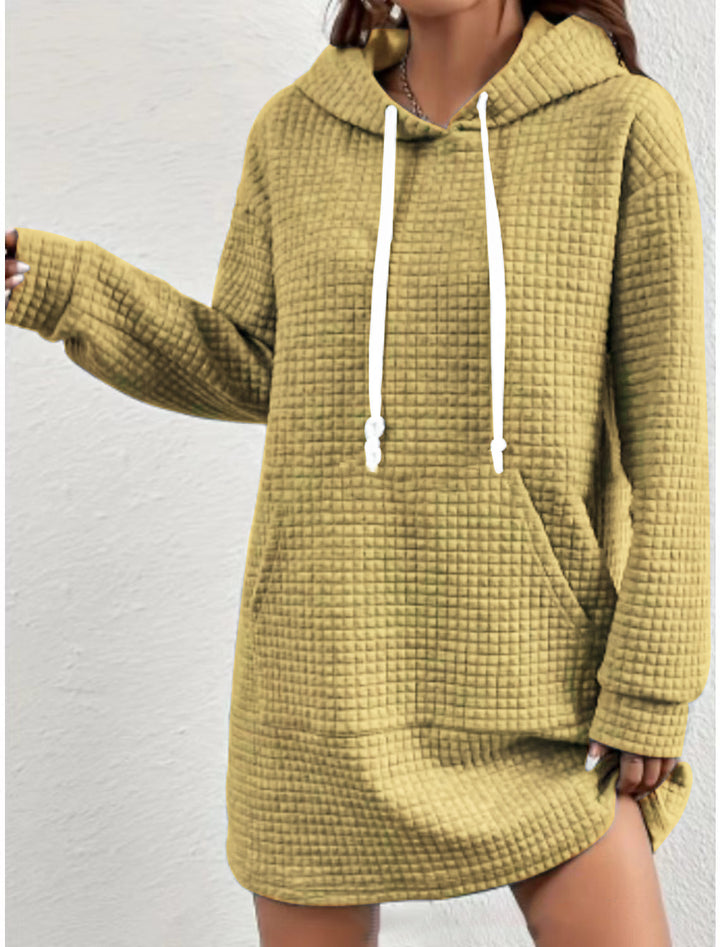 Plus size hooded dress for women with textured surface Lune London